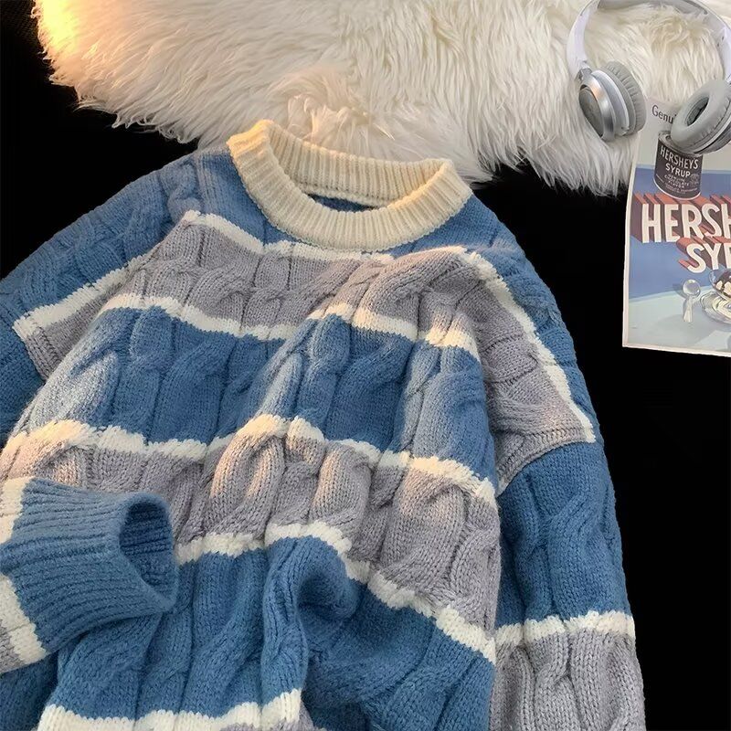 1506/QM1210/P53男士秋冬新款潮牌条纹撞色打底针织衫套头线衣1，男装T恤，星座1506-1