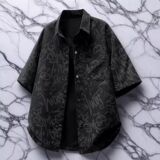 1506-1/C224821/P43夏季轻薄凉感满花翻领衬衣大码，商品下架区，星座1506-1