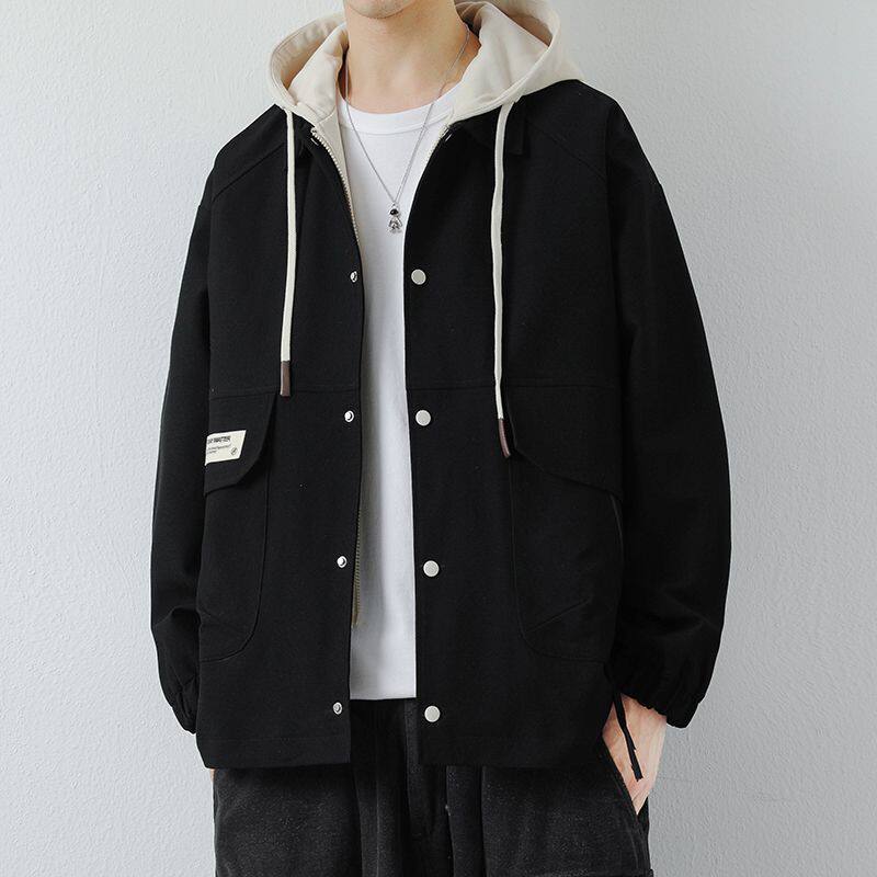 1506-1/JK5191/P88暗黑美式连帽毛呢外套男生套装图片