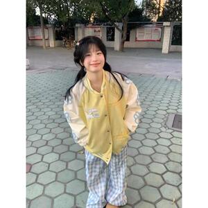 1506-1/JJK0161/P73棒球服撞色上衣百搭春秋季学院风男图片