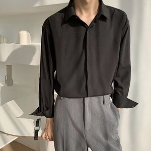 1506-1/CC1081/P32春夏季男士冰丝衬衫长袖高级感图片