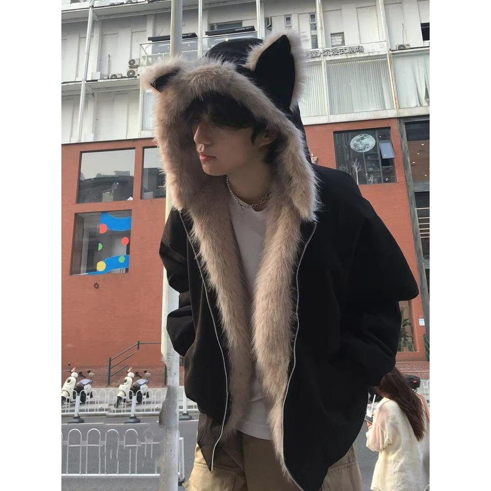 1506/WW3151/P92座山雕猫耳毛领棉服男款冬季设计感连帽外套1,男装棉衣,星座1506-1