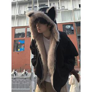1506/WW3151/P92座山雕猫耳毛领棉服男款冬季设计感连帽外套1图片