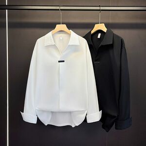 1506-1/CA6341/P36高级垂感休闲轻熟风男装冰丝长袖衬衣潮图片