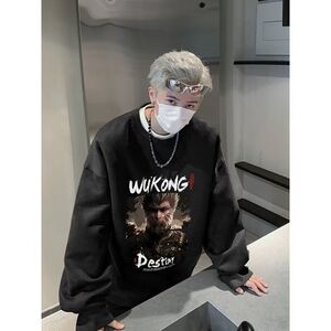1506-1/WW1071/P35美式重磅麂皮绒卫衣男士春秋季图片