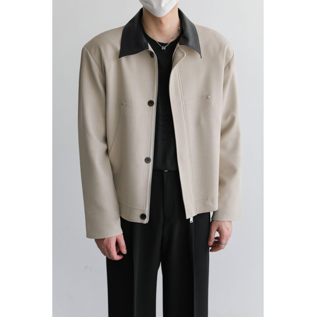 1506-1/J25971/P57外套男春秋款美式复古拼接工装夹克图片