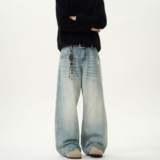 1506-1/KNZ211/P50新款秋设计宽松直筒裤子新款文艺，男装牛仔裤，星座1506-1