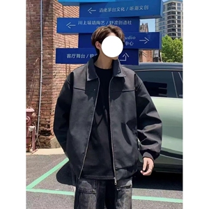 1506-1/JWT011/P56PU皮美式复古铆钉夹克男春秋麂皮翻图片
