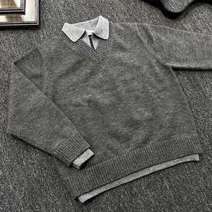 1506-1/M50121/P71美式复古假两件v领毛衣男款图片