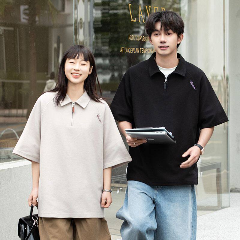 1506-1/CT2571/P40复古休闲宽松短袖刺绣翻领五分袖男图片