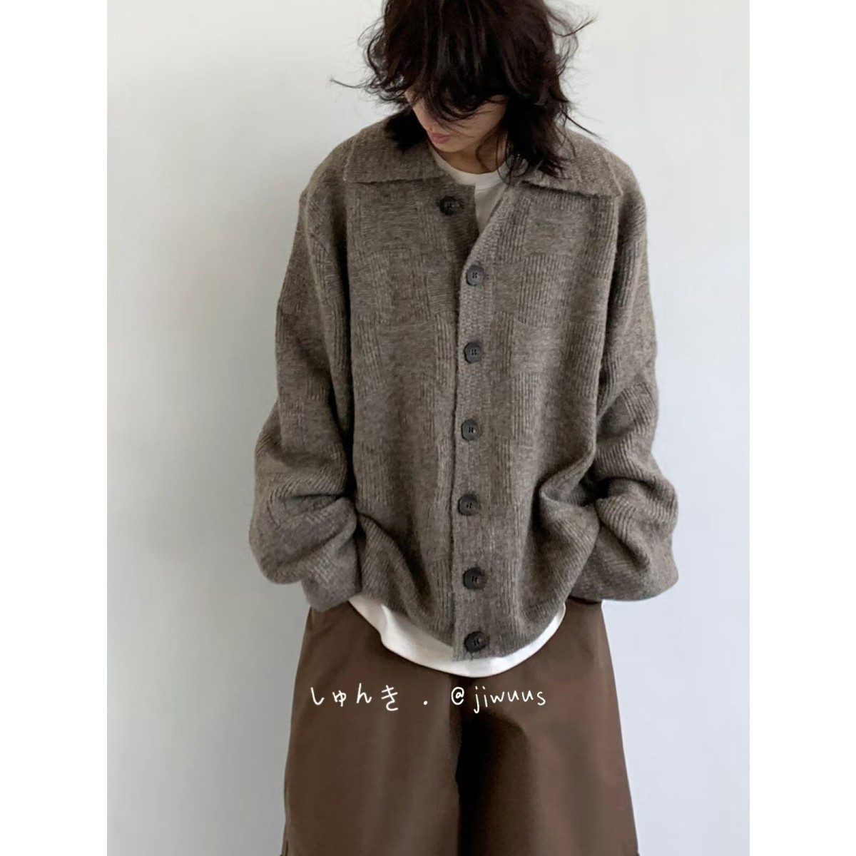 1506/M31881/P54复古翻领短款针织毛衣女小众软糯圈圈纱开衫1,男装针织衫/毛衣,星座1506-1