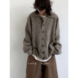 1506/M31881/P54复古翻领短款针织毛衣女小众软糯圈圈纱开衫1，男装针织衫/毛衣，星座1506-1