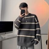 1506/MMY6131/P52男士秋冬季软糯毛绒针织衫韩系风条纹毛衣2，男装针织衫/毛衣，星座1506-1