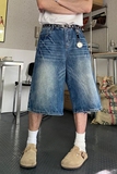 1506-1/KG5301/P45美式复古做旧蓝闪电牛仔短裤男，男装牛仔裤，星座1506-1