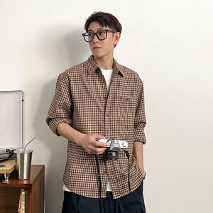 1506-1/CA67691/P52复古小格子衬衫男女图片