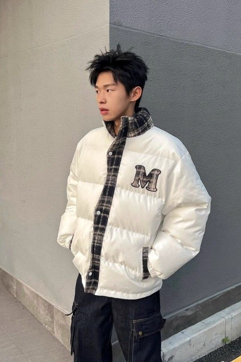1506/MJK1011/P72假两件美式复古格子拼接刺绣棉衣面包服1,男装棉衣,星座1506-1
