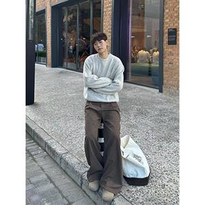 1506/MMY5251/P52圆领毛衣男款秋冬季美式慵懒风内搭打底针织衫1图片