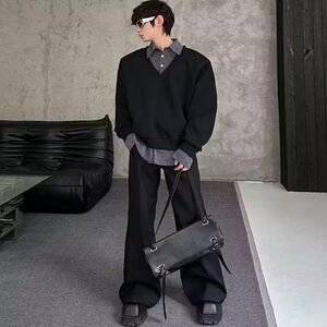 1506-1/WC1761/P48春季假两件衬衫领卫衣男韩系图片