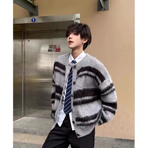 1506-1/MM371/P59美式复古软糯撞色针织衫外套男图片