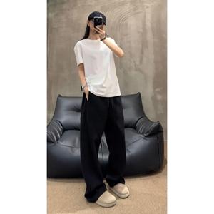 1506/QA32030/P40潮牌肌理纹重磅休闲裤男高级感宽松显瘦直筒2图片