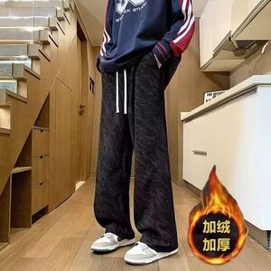 1506/KB2801/P41复古做旧直筒牛仔裤男士痞帅宽松休闲长裤2图片