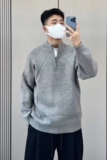 1506/MM4421/P63秋冬慵懒风简约百搭纯色重磅拉链休闲宽松毛衣1，男装针织衫/毛衣，星座1506-1