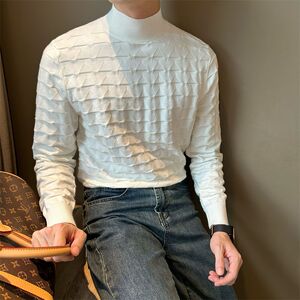 1506/MM8751/P60半高领毛衣男休闲修身免烫打底衫套头保暖针织衫1图片