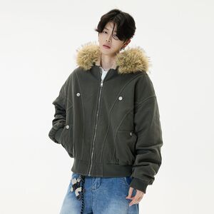 1506/QZSD030/P134冬季新款棉袄美式宽松棉上衣男夹棉外套1,胖妹风衣穿搭技巧图片