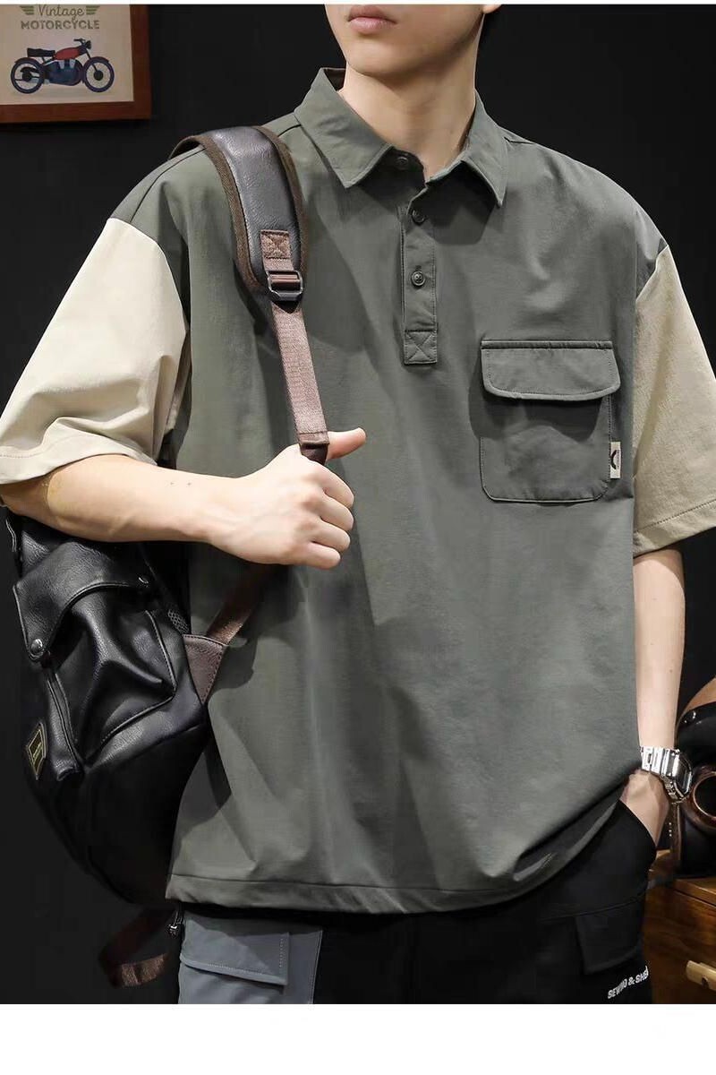1506-1/C0D6091/P48翻领T恤男士夏季短袖宽松真口袋,男装Polo衫,星座1506-1