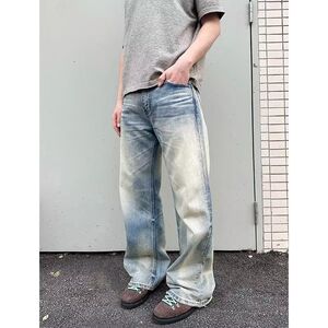 1506-1/K83731/P50莱赛尔浅色牛仔裤男女宽松直筒长裤图片