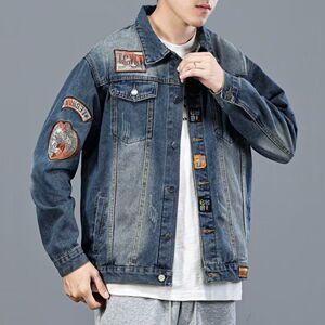 1506-1/JY11281/P69新款潮牌徽章刺绣牛仔夹克图片