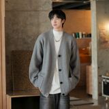 1506/QM1090/P56潮牌开衫纯色宽松V领毛衣气质潮流百搭流行原宿1，男装针织衫/毛衣，星座1506-1