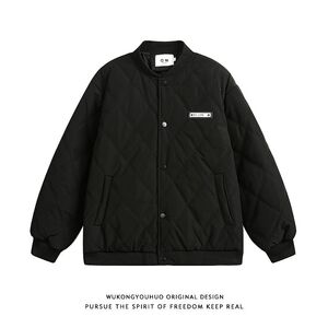 1506/BY66131/P64复古冬季菱形格子棒球服棉衣男保暖百搭棉服1图片