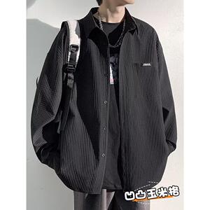 1506-1/C3841/P40秋季新款衬衫男宽松小众设计感上衣男图片