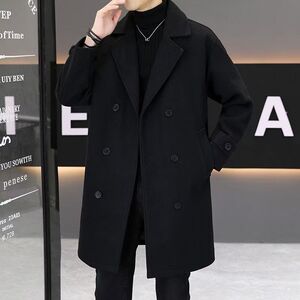 1506/FA231/P79冬季中长款毛呢大衣男加厚双排扣呢子风衣外套1图片