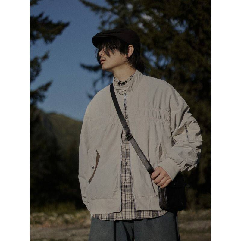 1506-1/J6911/P64秋季宽松休闲潮牌棒球服纯色工装外套图片
