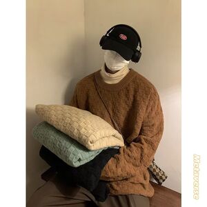 1506-1/M71171/P39冬季美式复古慵懒风咖色百搭针织衫打底衫图片