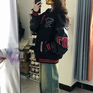 1506-1/JK191/P63美式复古撞色棒球服外套毛巾绣新款飞行员夹克潮图片