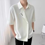 1506-1/C225891/P42夏季ins轻熟风冰丝薄款西装领中袖衬衫男，男装西服套装，星座1506-1