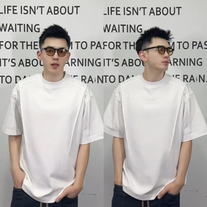1506-1/TY801/P34新款高克重结构拼接圆领短袖男图片
