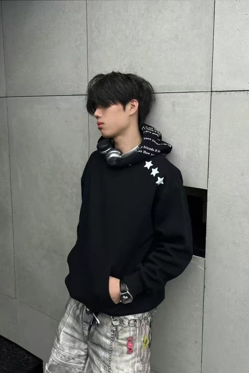 1506-1/WW501/P48趣味五角星印花连帽外套男,女装短外套,星座1506-1