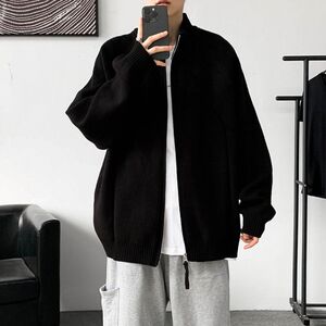 1506/MM1121/61秋冬简约百搭拉链立领毛衣男女休闲情侣针织开衫2图片