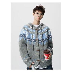 1506/MM58311/P69秋冬新款开衫毛衣美式复古休闲V领针织衫男1图片