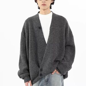 1506-1/MYB721/P54斜门襟针织衫毛衣开衫不规则慵懒风百搭图片