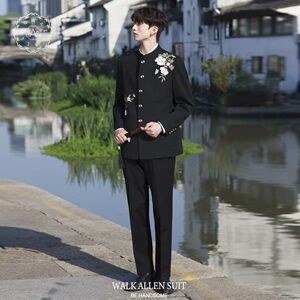 1506-1/XXZ121/P66外小立领中开白玉兰刺绣新中式西装炸街图片