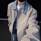 1506-1/J12061/P66春秋季新款拼接撞色宽松飞行服翻领夹克男，男装夹克，星座1506-1