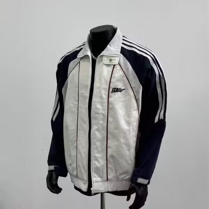 1506-1/JD731/P55美式日系复古条纹撞色立领外套男,女装短外套,星座1506-1