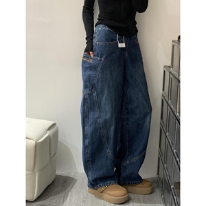 1506/K1191/P50弯刀牛仔裤新款宽松美式高街复古阔腿拖地裤子1图片