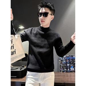 1506/M34671/P60半高领简约针织打底衫毛衣男秋冬新款1图片
