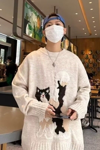 1506-1/MM011/P52圆领毛衣针织衫男潮牌帅气秋冬季打底衫图片